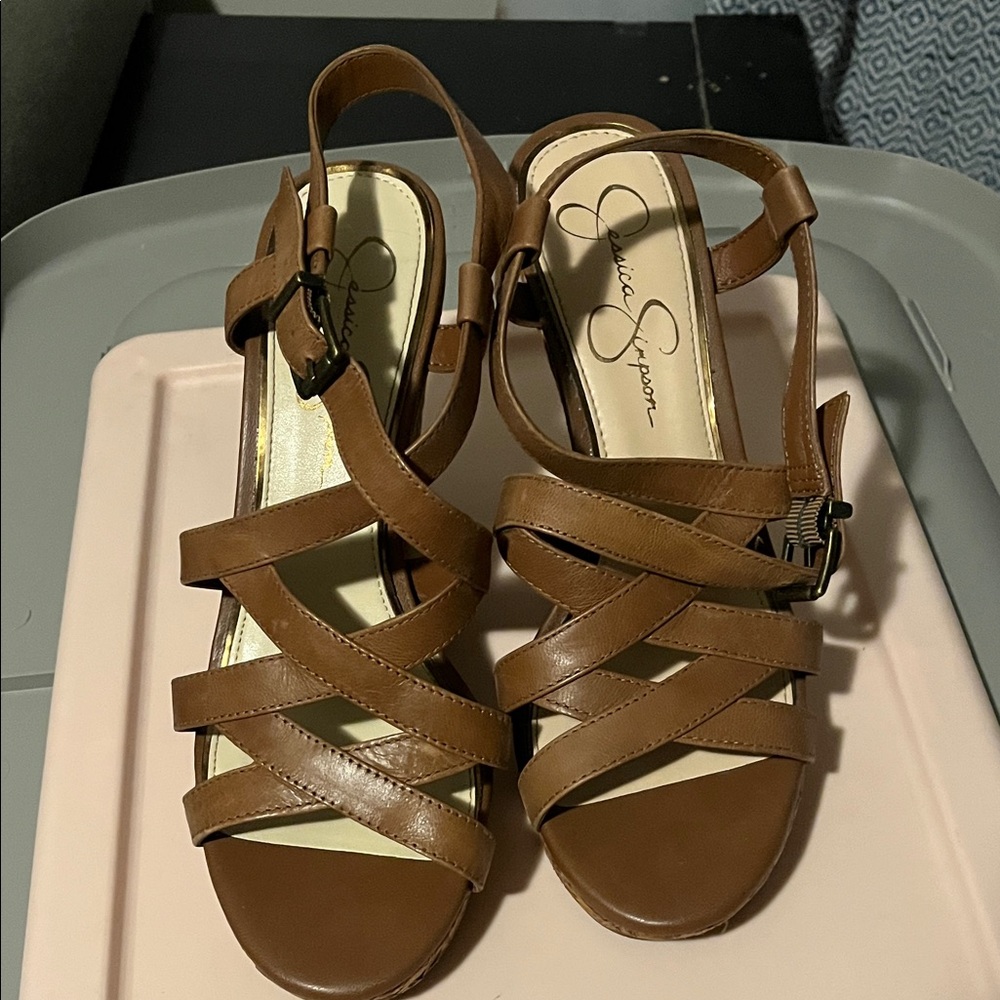 Jessica Simpson Tan Strappy Sandals - Picture 2 of 4